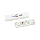 White tech kit with USB cable and adapters, Island Pacific logo on the closed case.