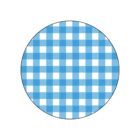 A circular blue and white checkered pattern resembling a gingham tablecloth.