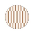 A circular optical illusion with alternating vertical beige and brown stripes, creating a pattern that appears to warp or bend within the circle.