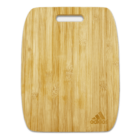 A rectangular bamboo cutting board with rounded edges and a handle at the top. The Adidas logo is engraved in the bottom right corner.