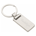 A sleek metal keychain with a rectangular plate engraved with the word Fontalizer. The keychain has a polished, modern design with a circular ring attached.