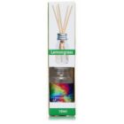 A 10ml lemongrass diffuser shown in its packaging. The box is green with an image of the diffuser and reeds. The bottle inside has a colorful label with geometric patterns.