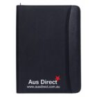 A black zippered business folder with the text Aus Direct and a red star printed near the bottom. The website www.ausdirect.com.au is also displayed below the brand name.