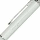 Close-up of a sleek, white pen with a shiny silver clip. The word imagecollection is subtly embossed on the pen’s body. The design suggests a modern, minimalist aesthetic.