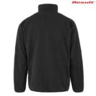 Back view of a plain black fleece jacket with a high collar and long sleeves. The Result logo is visible in red at the top right corner. The jacket is featureless with no visible pockets or logos on the back.
