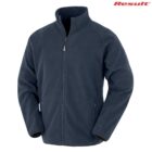 Dark blue fleece jacket with a full front zipper and two side pockets. The jacket has a high collar and the brand logo Result is visible at the top right corner.