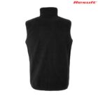 Black fleece vest viewed from the back, featuring a high collar and sleeveless design. The word Result is written in red in the top right corner.