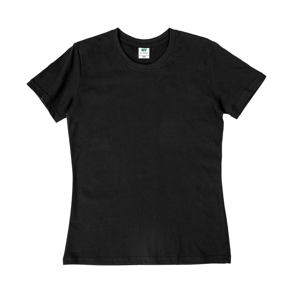 Plain black, round neckline short sleeve t-shirt for printing your company logo