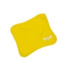 Yellow neoprene pouch with a zipper, featuring embossed circular patterns and the word West in white text.