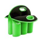 A bright green, soft neoprene insulated six-pack carrier with two handles and stitched edges, designed to hold beverages. The brand igloo is printed in white on the front.