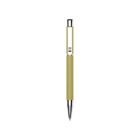 A silver and gold pen with a textured barrel, featuring chrome accents and a shiny pointed tip, is centered on a white background.