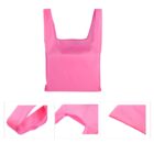 Pink reusable shopping bag with a rectangular design. Below are three close-up images showing the bags handles, a corner detail, and stitching.