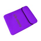 Purple laptop sleeve with a black trim, featuring the word Cherry in lowercase letters and a spiral design above the text.
