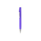 A purple ballpoint pen with a silver clip and tip, isolated against a white background.