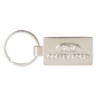 A silver keychain with a rectangular tag engraved with COFFEY FORD and the Ford logo. The tag is attached to a round keyring. The background is plain white.