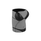 A beverage holder shaped like a torso, featuring a printed design of a black bikini on a gray background.