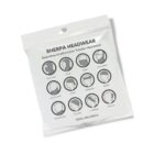A package of Sherpa Headwear showing illustrations of its uses. Includes styles like balaclava, hood, mask, sun guard, neck gaiter, pirate, headband, beanie, neckerchief, foulard, hairband, and hair tie. Made of 100% microfiber.