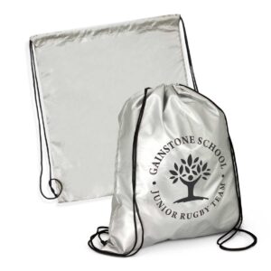 Personalised Silver Drawstring Bags