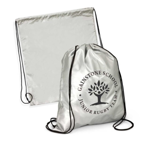 Personalised Silver Drawstring Bags