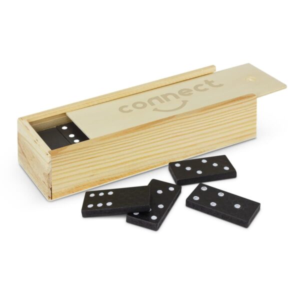 Dominos in a Branded Wood Box