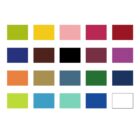 A grid of 19 colored rectangles and one white rectangle. Colors include shades of green, yellow, pink, red, blue, purple, orange, brown, black, and teal. The pattern is arranged in five rows.