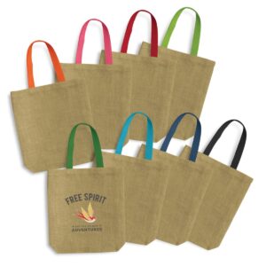 Shaine Jute Tote Bags - Coloured Handles
