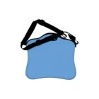 A light blue shoulder bag with a black adjustable strap. The bag has a simple, rectangular shape with rounded corners. The strap is attached to the top on both sides. The background is white.