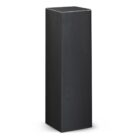 Tall, rectangular, black cardboard box standing upright on a white background.