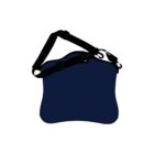 A navy blue shoulder bag with a curvy shape and black adjustable strap. The bag has a minimalist design with no visible logos or patterns, set against a plain white background.