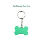 A green bone-shaped keychain with a silver chain and ring is centered on a white background. Above it, the text reads Additional Service in green font.