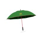 A green umbrella with a red handle and black grip is displayed against a white background. The canopy features a yellow and white logo with the word Autoplus.