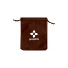 Brown drawstring pouch with a white logo of a stylized plant and the text greenlife on the front.