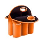 Orange and black insulated drink carrier with four compartments and two cut-out handles, designed to hold bottles or cans. The brand name ligloo is printed on the side.