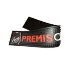 A black and red bar mat featuring the text PREMIO in bold red letters. The mat has a semi-circular pattern on its surface, and a small image of a womans face along with text Premio Legend Cognac on the left side.