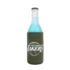 A bottle with a dark green sleeve featuring the Los Angeles Lakers logo. The bottle contains a blue liquid and has a black cap. The background is plain white.