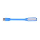 A flexible blue USB LED lamp with a rectangular light head on one end and a standard USB connector on the other. The lamp is shown against a white background.