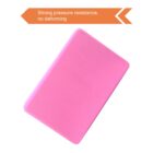 A pink rectangular foam block is shown against a white background. An orange banner above it reads, Strong pressure resistance, no deforming with an arrow pointing to the block.