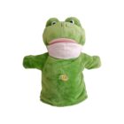 Green frog puppet with a big smile and wide eyes, featuring the word BLUES on its chest. The puppet is designed for hand use, with two arm openings visible. The background is white.