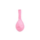 A pink, uninflated balloon with a bulbous shape at the bottom is centered on a plain white background.