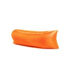Orange inflatable lounge chair against a white background.