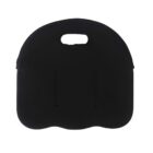 A black neoprene lunch bag with a rounded top and a handle cutout. The front has subtle stitching details.
