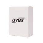 A white rectangular box featuring the uvex logo in black font on the front. The box is standing upright against a plain white background.