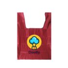 A red reusable tote bag featuring a logo with a blue cloud inside a stethoscope circle, above a yellow background. The word Cloudly is written in dark letters below the logo.