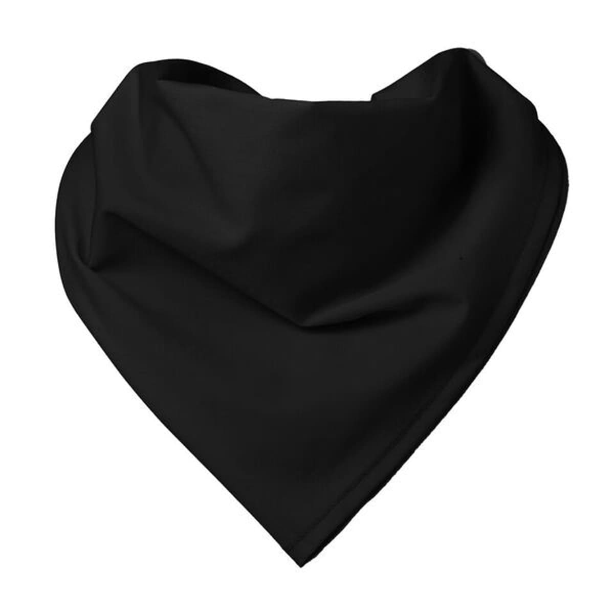 A black bandana folded in a triangular shape.