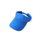 Blue visor cap on a white background.