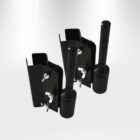 A pair of black landmine attachments for barbells, designed for fitness equipment. They have a cylindrical base with a pivot, allowing for angled barbell exercises. The attachments include locking pins for secure installation.