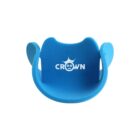 Blue rubber wristband holder with a CROWN logo on the front.