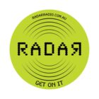 Green circle with RADAR text and GET ON IT tagline. Website: radarradio.com.au.