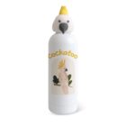 A white bottle with a yellow cap shaped like a cockatoos head. The label features an illustration of a cockatoo with the word Cockatoo in yellow text.