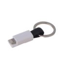 A compact, white USB adapter keychain with a black loop, attached to a silver metal ring.